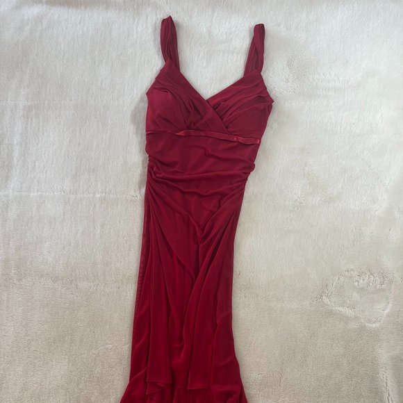 Red Ruched Formal Dress - Picture 3 of 6